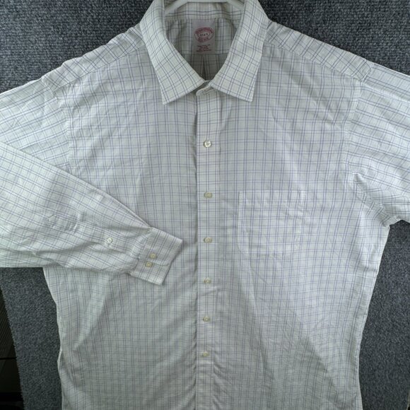 Brooks Brothers Green Purple Button Up Shirt Men Cotton 17 34/35 Traditional Fit - Picture 2 of 13